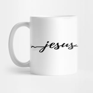 Jesus Name Text Heartbeat Pulse Graphic Mug